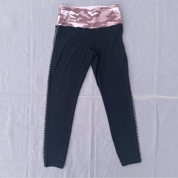PINK Victoria's Secret Pants - Victoria's Secret PINK Camo Black Fold Over Straight Yoga Leggings LARGE POC
